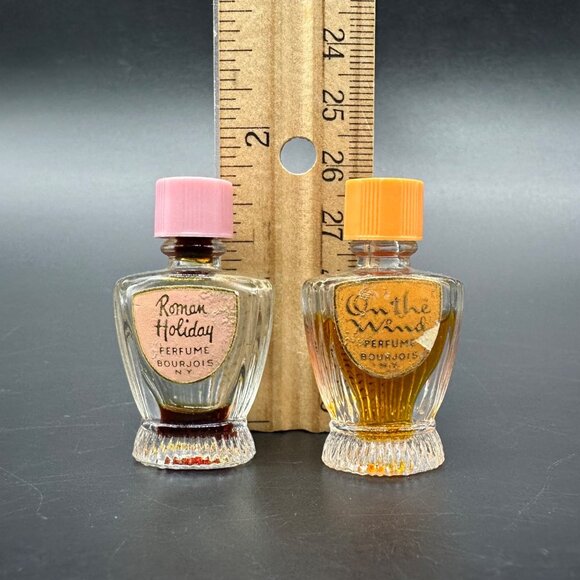 Vintage Bourjois Perfume Bottles Roman Holiday On The Wind Miniatures Glass 30s - Picture 11 of 11